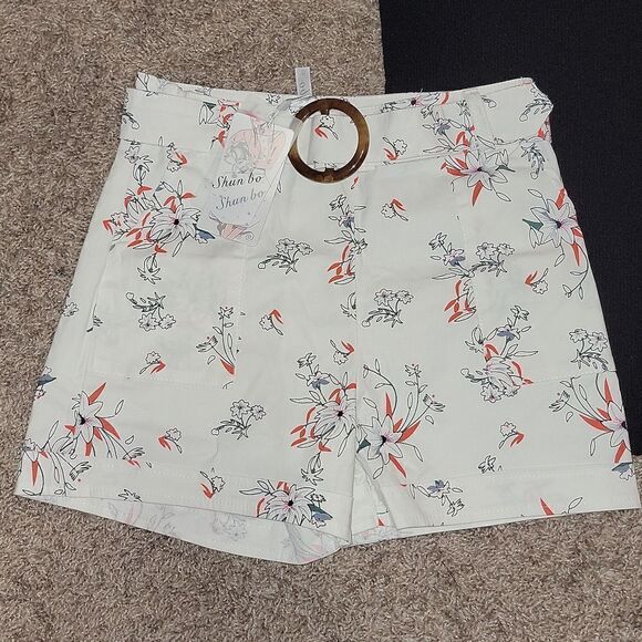 NWT Shun Bo CH-104 Mi Gusto High Rise Dressy Mom Shorts Pantalones Outfit Size S - Picture 2 of 10